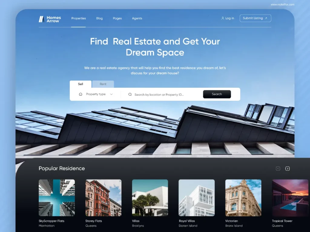 Realestate website mockup